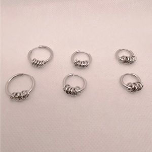 Szory 3 Pairs Stainless Steel Hoop Earrings